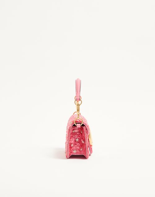 Valentino Garavani - Valentino Garavani Locò Small Embroidered Shoulder Bag - Pink - Woman - Shoulder Bags